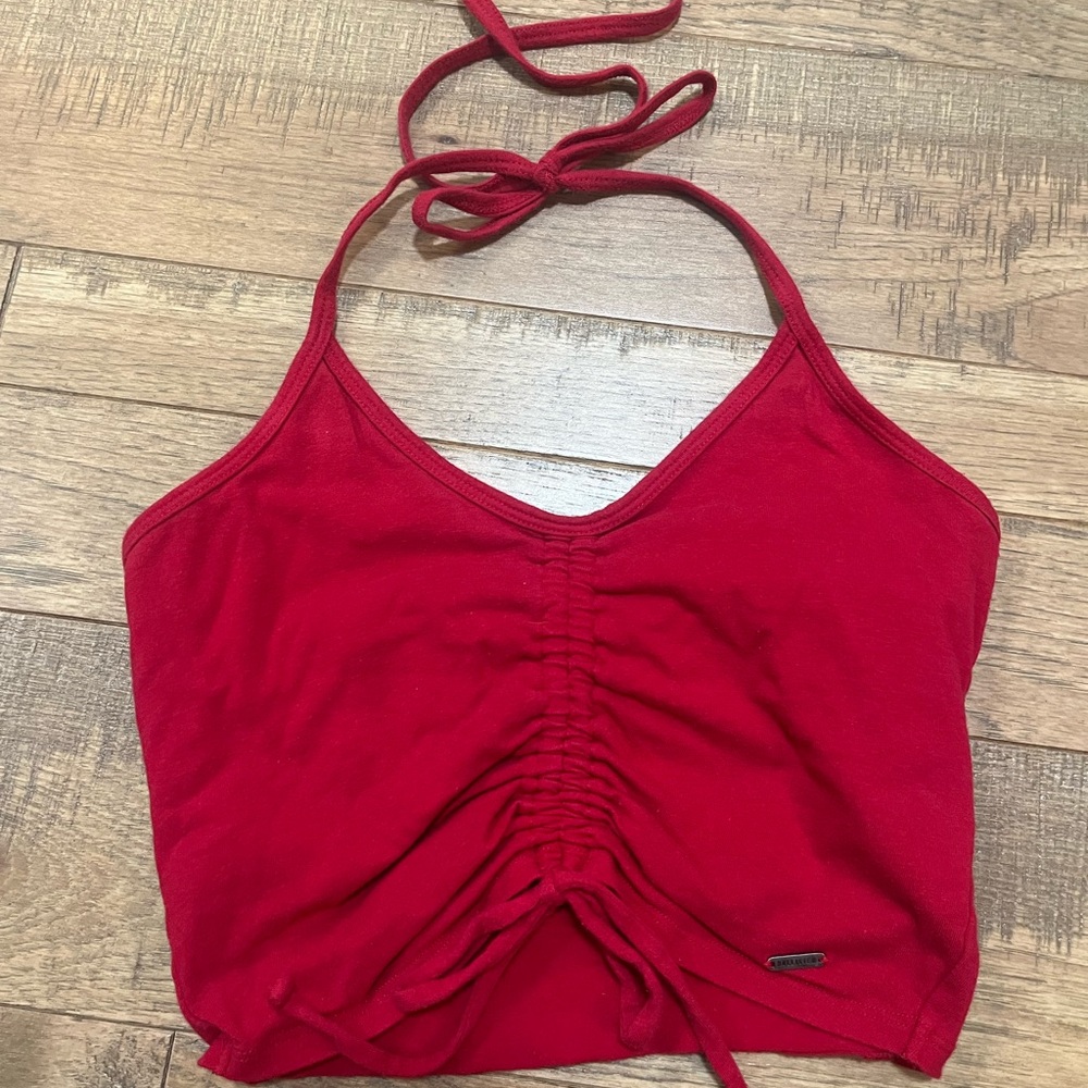 Hollister Red Halter Neck Cropped Top
